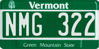 VT license plate NMG322