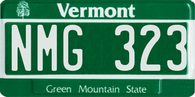 VT license plate NMG323