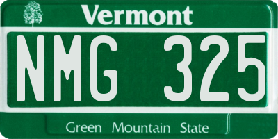 VT license plate NMG325
