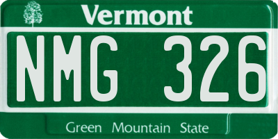 VT license plate NMG326