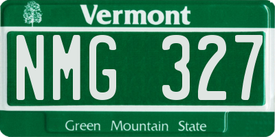 VT license plate NMG327