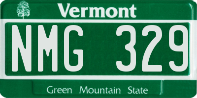 VT license plate NMG329