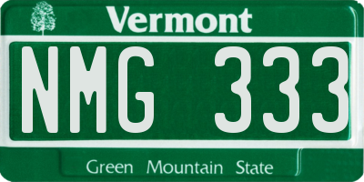 VT license plate NMG333