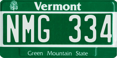 VT license plate NMG334