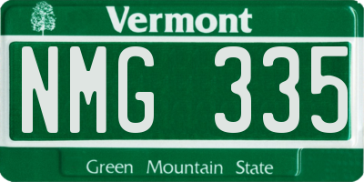 VT license plate NMG335