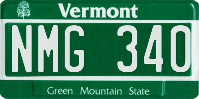 VT license plate NMG340