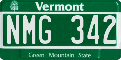 VT license plate NMG342
