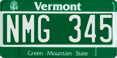 VT license plate NMG345