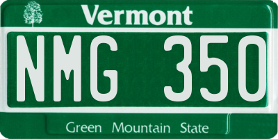 VT license plate NMG350