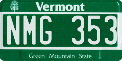 VT license plate NMG353