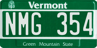 VT license plate NMG354
