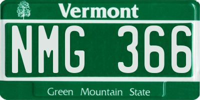 VT license plate NMG366