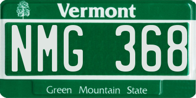 VT license plate NMG368