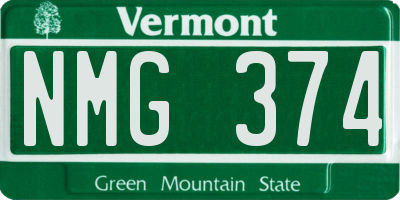 VT license plate NMG374