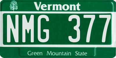 VT license plate NMG377