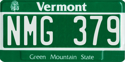 VT license plate NMG379