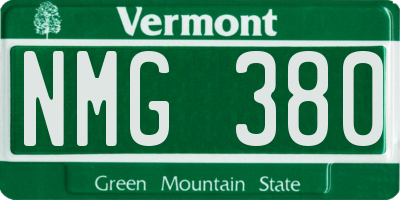 VT license plate NMG380