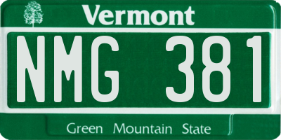 VT license plate NMG381