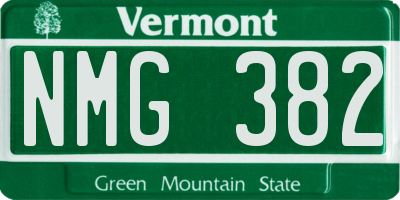 VT license plate NMG382