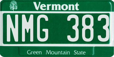 VT license plate NMG383