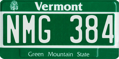 VT license plate NMG384