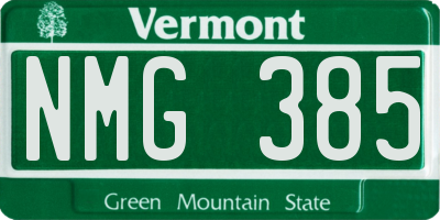 VT license plate NMG385
