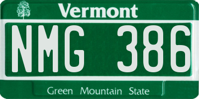 VT license plate NMG386