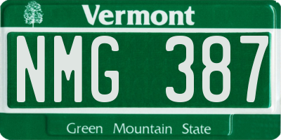 VT license plate NMG387