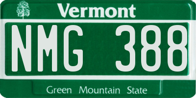 VT license plate NMG388