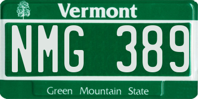 VT license plate NMG389