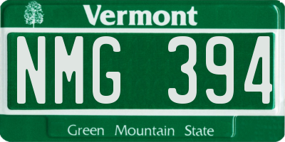 VT license plate NMG394