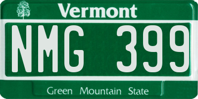 VT license plate NMG399