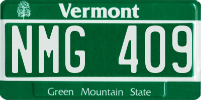 VT license plate NMG409