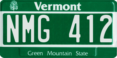 VT license plate NMG412