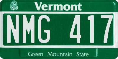 VT license plate NMG417