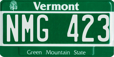 VT license plate NMG423