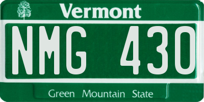 VT license plate NMG430