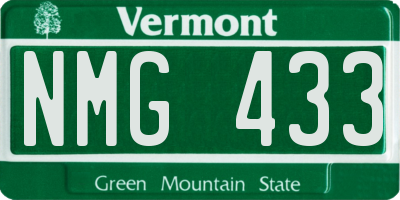VT license plate NMG433