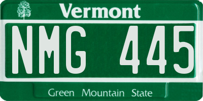 VT license plate NMG445