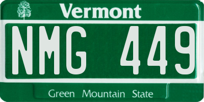 VT license plate NMG449