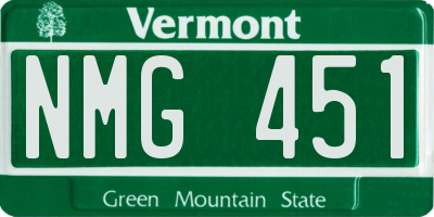 VT license plate NMG451