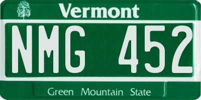 VT license plate NMG452