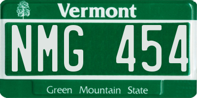 VT license plate NMG454