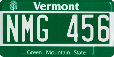 VT license plate NMG456