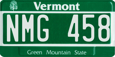 VT license plate NMG458