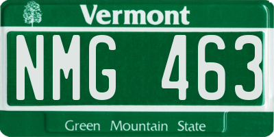 VT license plate NMG463