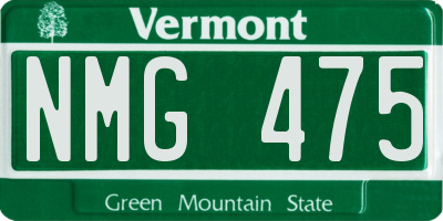 VT license plate NMG475