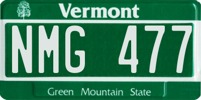VT license plate NMG477