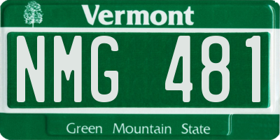 VT license plate NMG481