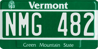 VT license plate NMG482